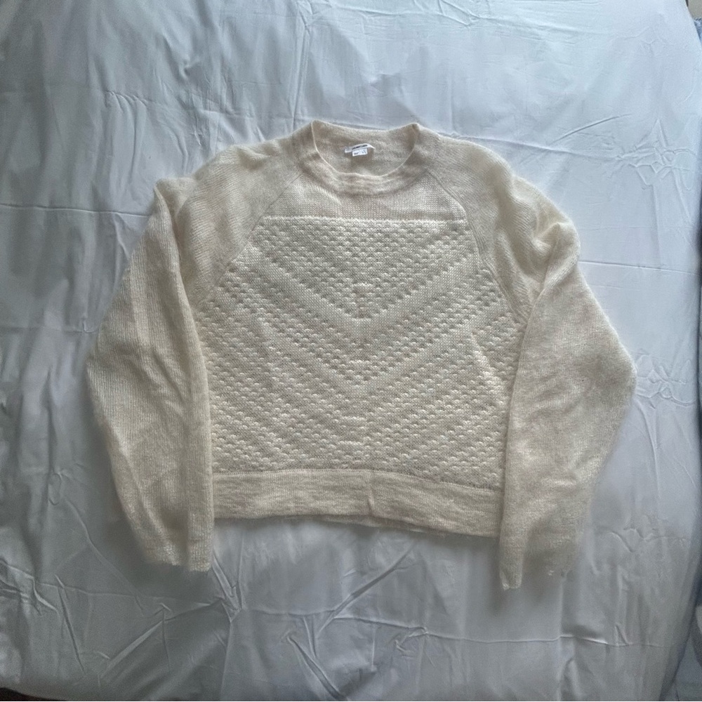 Helmut Lang Cream Textured Sweater